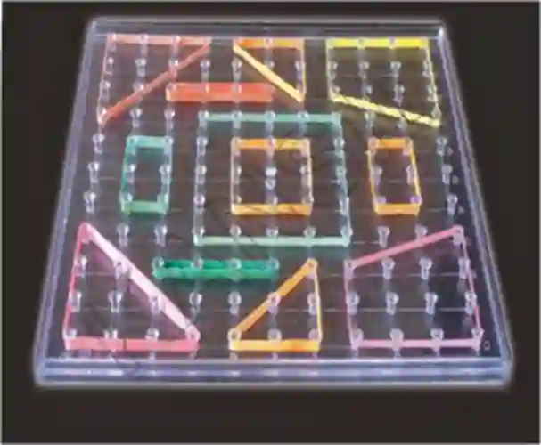 Geoboard made of transparent plastic