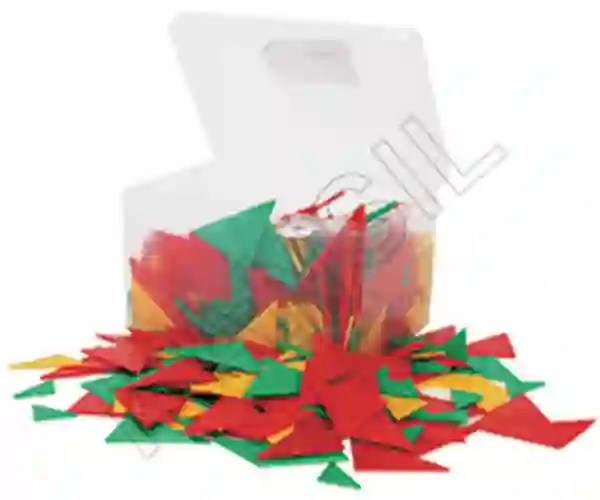 Pattern making with plastic triangles of 3 different sizes